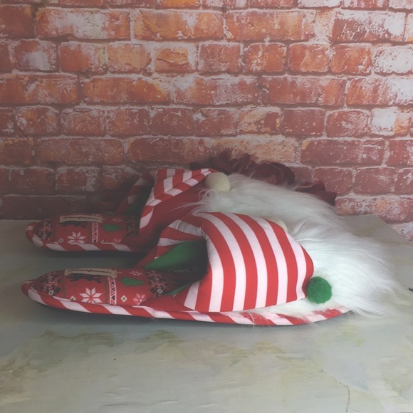 Dearfoams Festive Red and White Striped Ugly Christmas Slippers - Picture 2 of 9